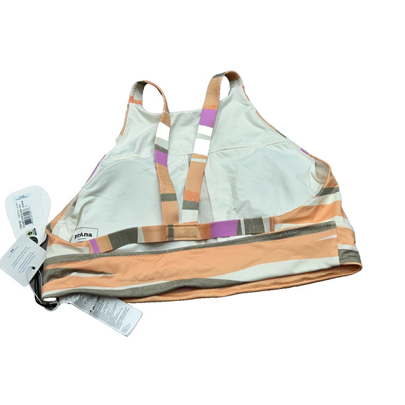 NWT PrAna Marine Street Swim Top High Neck Striped Swimming Bikini Top Size L - Picture 2 of 6